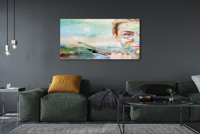 Quadro acrílico Mulher com pincéis