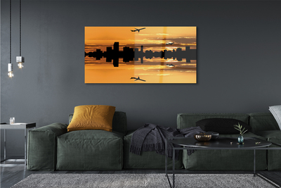 Pintura acrílica Aviões cidade sol