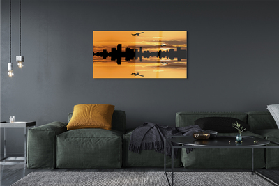 Pintura acrílica Aviões cidade sol