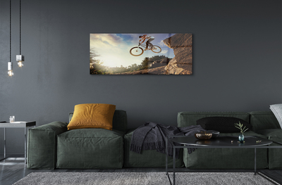 Quadro acrílico Bicicleta montanhas nuvens céu