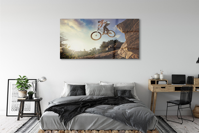 Quadro acrílico Bicicleta montanhas nuvens céu