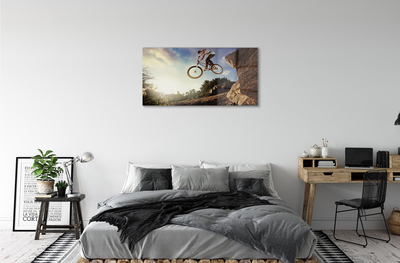 Quadro acrílico Bicicleta montanhas nuvens céu