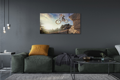 Quadro acrílico Bicicleta montanhas nuvens céu