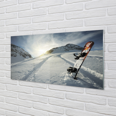 Quadro acrílico Snowboard na neve da montanha
