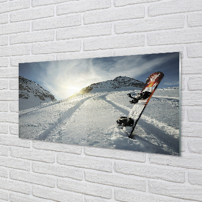 Quadro acrílico Snowboard na neve da montanha