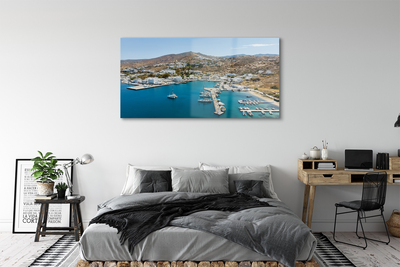 Quadro acrílico Grécia Costa Montanhas Cidade