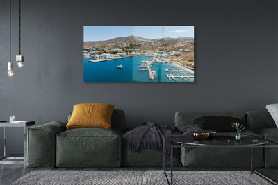 Quadro acrílico Grécia Costa Montanhas Cidade