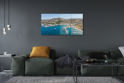 Quadro acrílico Grécia Costa Montanhas Cidade