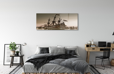 Pintura acrílica Velho navio céu mar