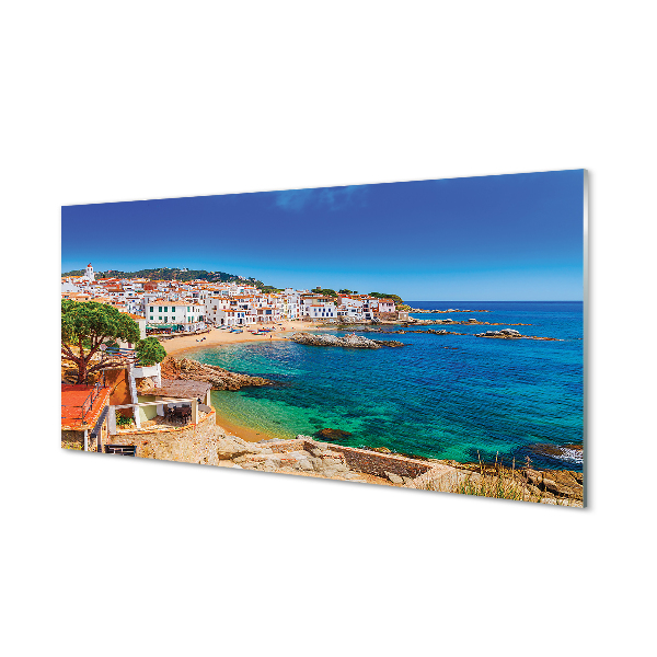 Pintura acrílica Espanha Praia Cidade Costa