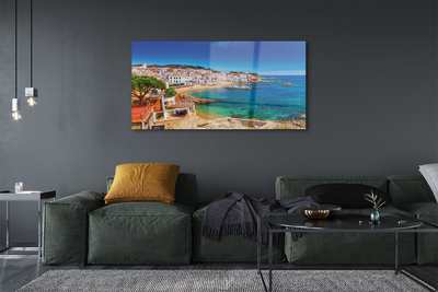Pintura acrílica Espanha Praia Cidade Costa