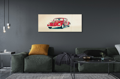 Pintura acrílica Carro vermelho com flores