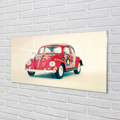 Pintura acrílica Carro vermelho com flores