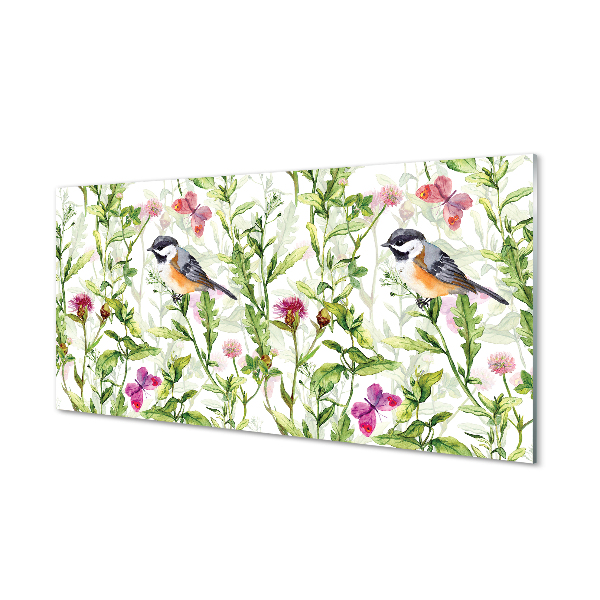 Pintura acrílica Pássaro pintado na grama