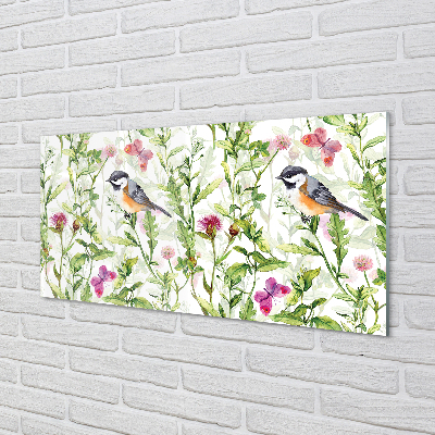 Pintura acrílica Pássaro pintado na grama