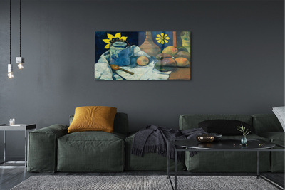 Pintura acrílica Natureza morta com jarra de chá e frutas - Paul Gauguin