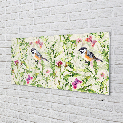 Quadro acrílico Um pássaro na grama