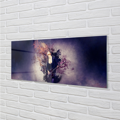 Quadro acrílico Partitura de guitarra feminina