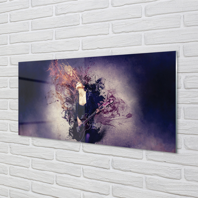 Quadro acrílico Partitura de guitarra feminina