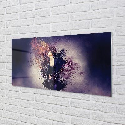 Quadro acrílico Partitura de guitarra feminina