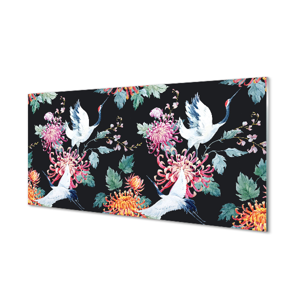 Quadro acrílico Pássaros com flores