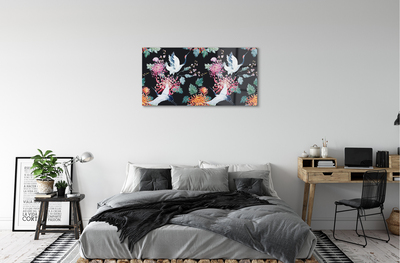 Quadro acrílico Pássaros com flores