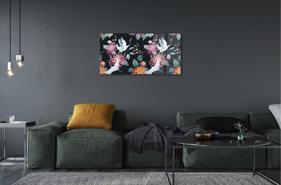 Quadro acrílico Pássaros com flores