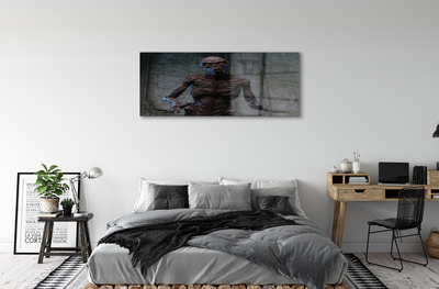 Pintura acrílica Uma figura assustadora no prédio