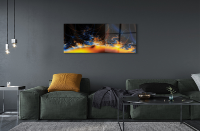 Pintura acrílica Fractais amarelo-azulados