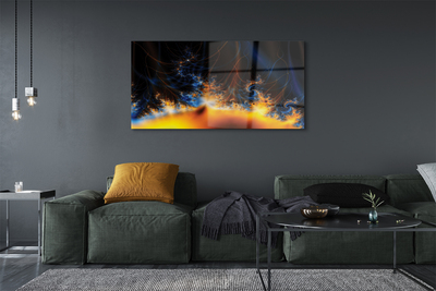 Pintura acrílica Fractais amarelo-azulados