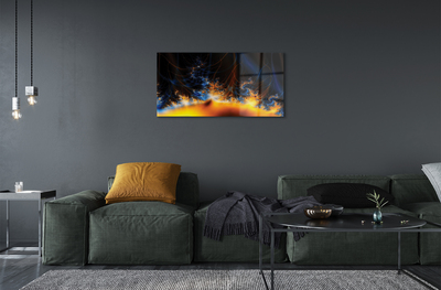 Pintura acrílica Fractais amarelo-azulados