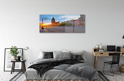 Pintura acrílica Nascer do sol na Cidade Velha de Gdansk