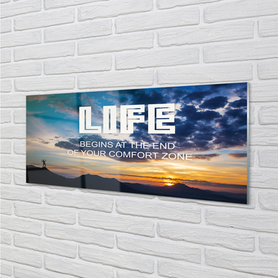 Quadro acrílico Inscrição no céu do pôr do sol