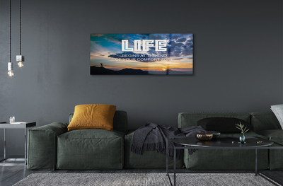 Quadro acrílico Inscrição no céu do pôr do sol