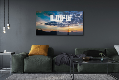 Quadro acrílico Inscrição no céu do pôr do sol