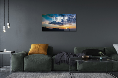 Quadro acrílico Inscrição no céu do pôr do sol