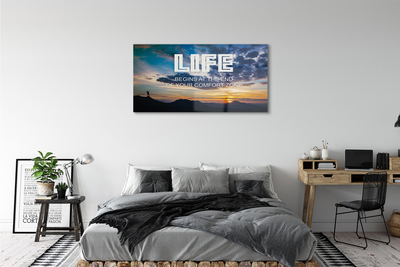 Quadro acrílico Inscrição no céu do pôr do sol