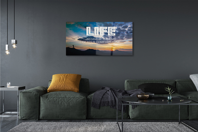 Quadro acrílico Inscrição no céu do pôr do sol