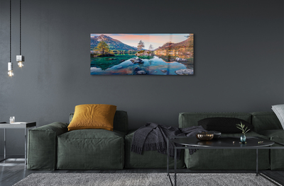 Pintura acrílica Alemanha Montanhas Alpes Outono Lago