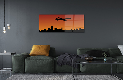 Quadro acrílico Pôr do sol e céu de avião