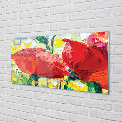 Pintura acrílica flores vermelhas