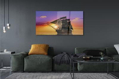 Pintura acrílica Navio céu colorido mar