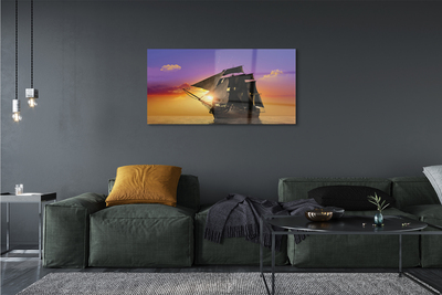 Pintura acrílica Navio céu colorido mar