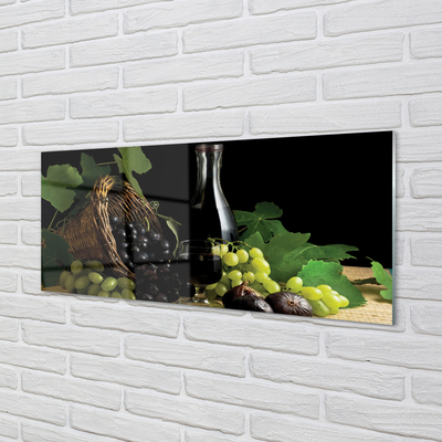 Pintura acrílica Cesta de folhas, uvas, vinho