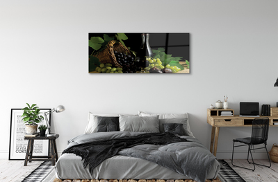 Pintura acrílica Cesta de folhas, uvas, vinho