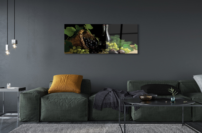 Pintura acrílica Cesta de folhas, uvas, vinho