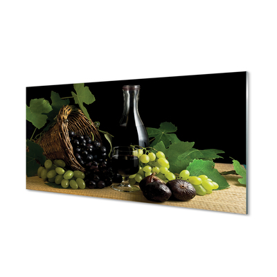Pintura acrílica Cesta de folhas, uvas, vinho