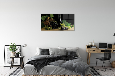 Pintura acrílica Cesta de folhas, uvas, vinho