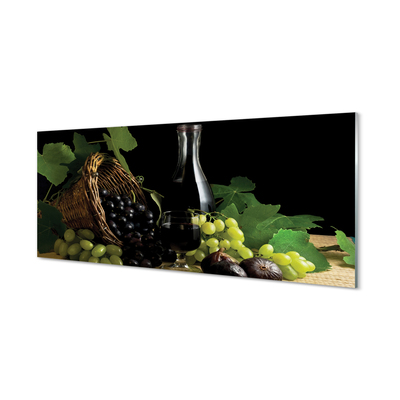Pintura acrílica Cesta de folhas, uvas, vinho