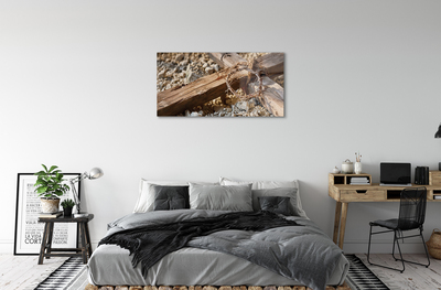 Pintura acrílica Cruz, pedras, espinhos